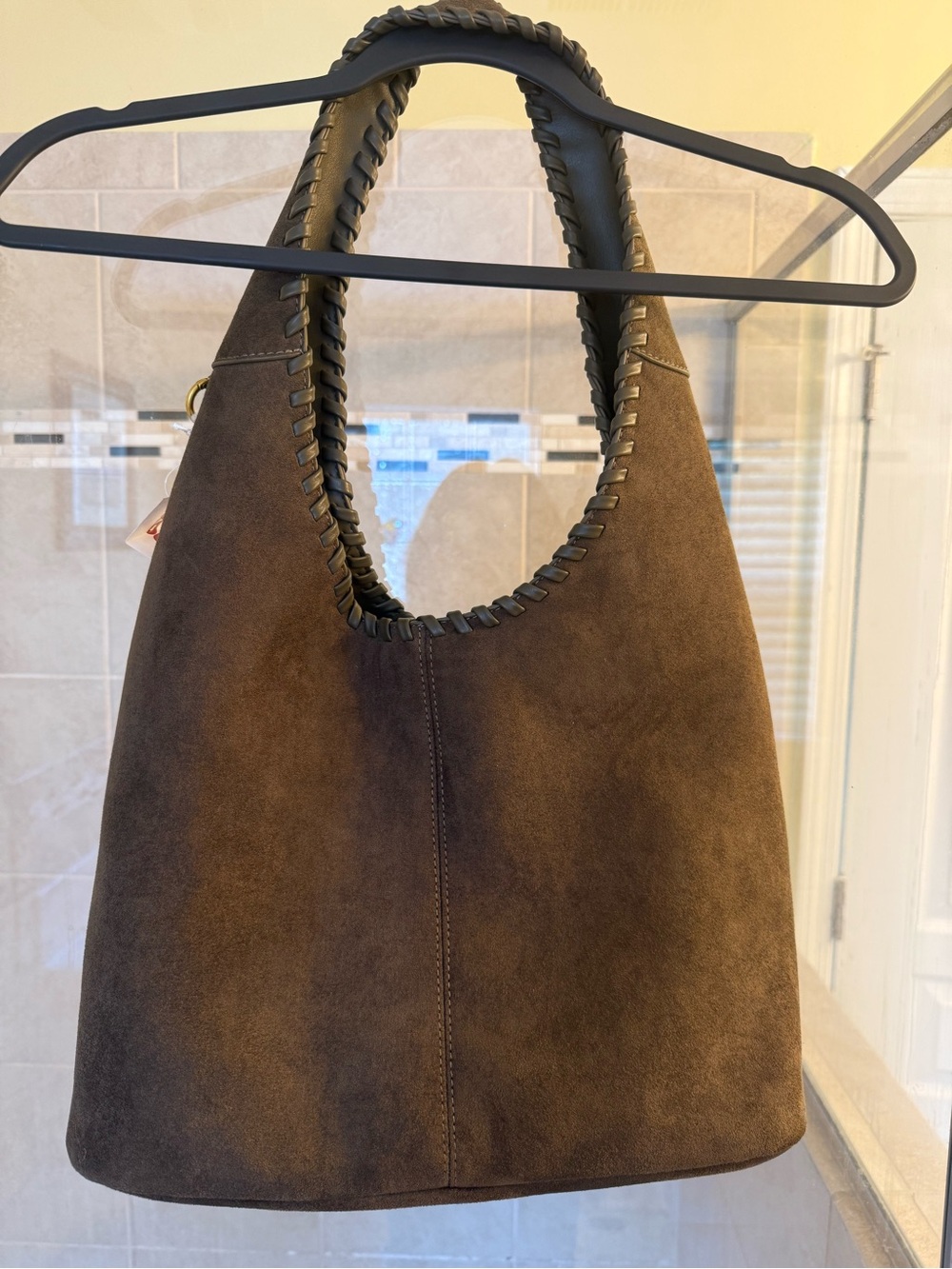 Rachel Zoe Dark Green Suede Hobo with Braided Trim